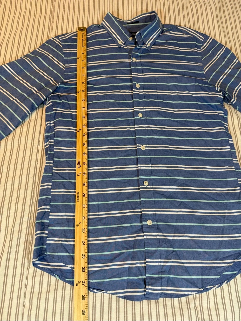 J. Crew Slim Fit Blue Striped Button Down Shirt Men’s Medium Long Sleeve Cotton